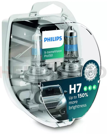 Лампа галогенная PHILIPS H7 X-treme Vision Pro150 +150% 12V 55W (PX26d), 2 шт