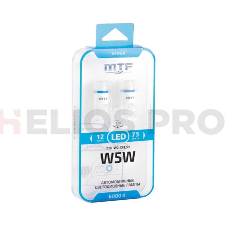 Светодиодные лампы MTF Light T10 W5W 6000K 12V-1W 2шт