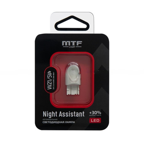 Светодиодная лампа MTF Light Night Assistant 12В, 2.5Вт, W21/5W, красный, 1 шт