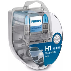 Лампа галогенная PHILIPS H1 White Vision ultra 3700K 12V 55W + W5W 12V-5W, по 2 шт