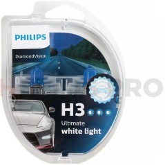 Лампа галогенная PHILIPS H3 Diamond Vision 12V 55W (PK22s), 2 шт