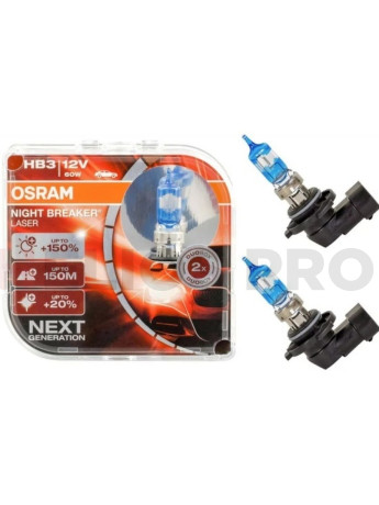 Лампа галогенная OSRAM HB3 Night Breaker Laser 12V 60W, 2шт