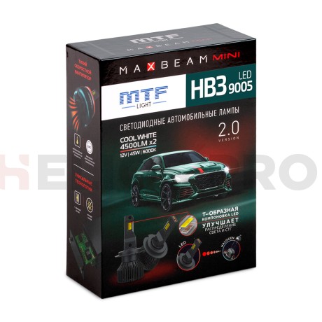 Светодиодные лампы MTF Light MaxBeam MINI HB3 6000K 12V, 45W, 2шт
