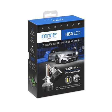 Светодиодные лампы MTF Light MaxBeam HB4 6000K 12V, 55W, 2шт