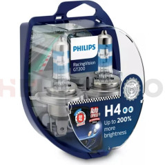 Лампа галогенная PHILIPS H4 Racing Vision GT200 +200% 12V 60/55W (P43t), 2 шт